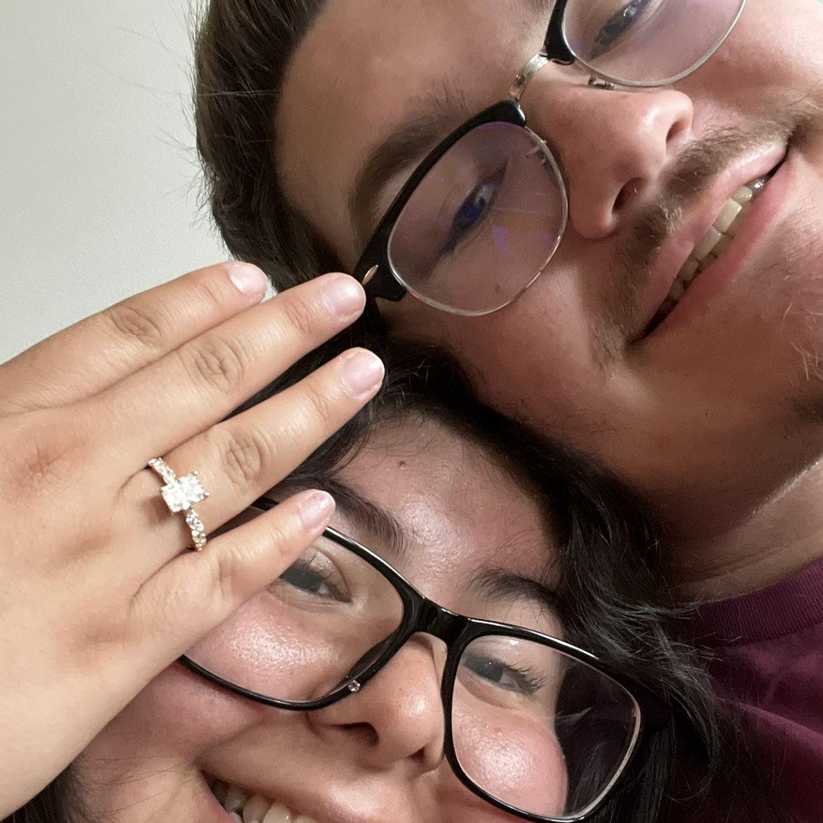 This is the picture Diana sent to all of her family after David proposed.