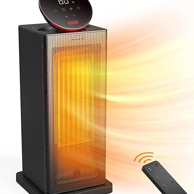 Space Heater, 1500W Oscillating Portable Heater with ECO Temperature Control, Electric Heater with 24H timer Overheat & Tip-Over Protection, Remote, Space Heaters for Indoor Use Office Bedroom
