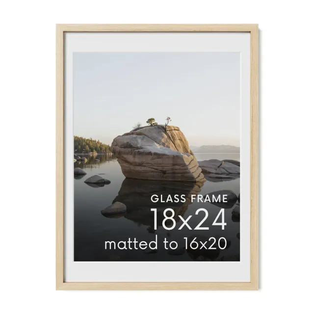 Haus and Hues Oak Picture Frame with Glass, Natural, 18x24