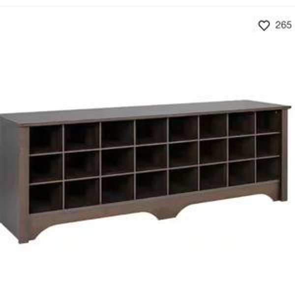20.25 in. H x 60 in. W Brown Engineered Wood Shoe Storage Bench with 24-Cubbies, Shoe Rack for Front Door Entrance