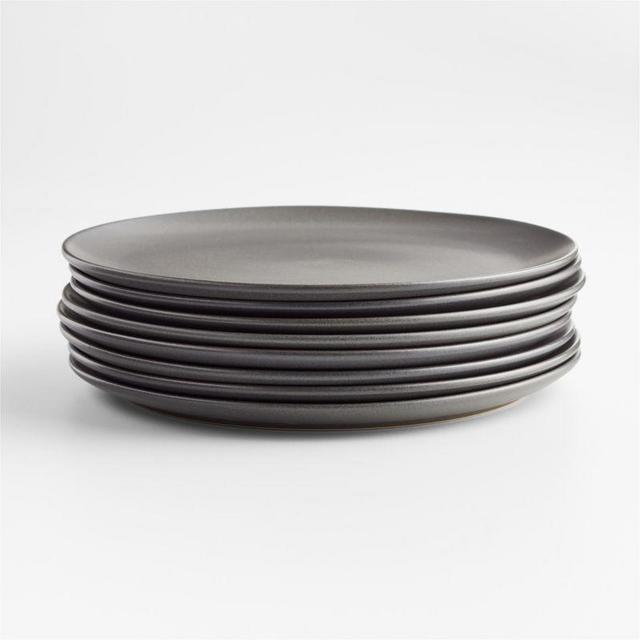 Craft Charcoal Flat Dinner Plates, Set of 8