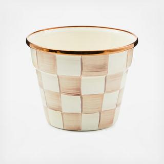 Mocha Check Stainless Steel Garden Pot