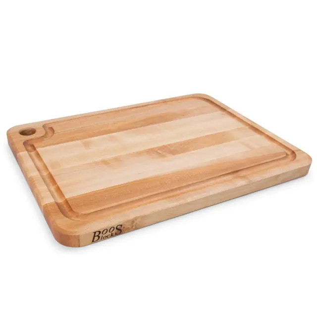 John Boos Boos Block Prestige Series Large Reversible Wood Cutting Board, 1.25-Inch Thickness, 22" x 16" x 1 1/4", Maple