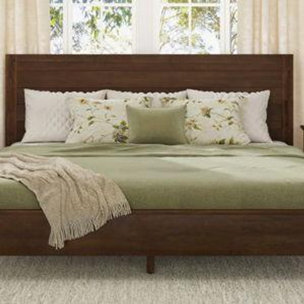 Dajon Solid Wood Platform Bed - Dark Walnut, King