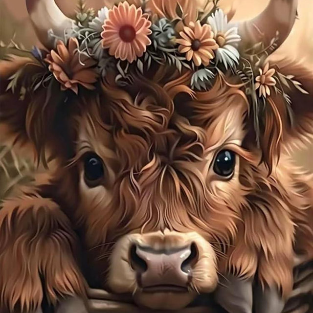 Mosaflare 5D Diamond Painting Kits for Adults, Highland Cow Diamond Art for Beginners, DIY Full Round Drill Paint by Diamonds Dot Gem Art for Adults, Home Wall Decor 12x16 Inch