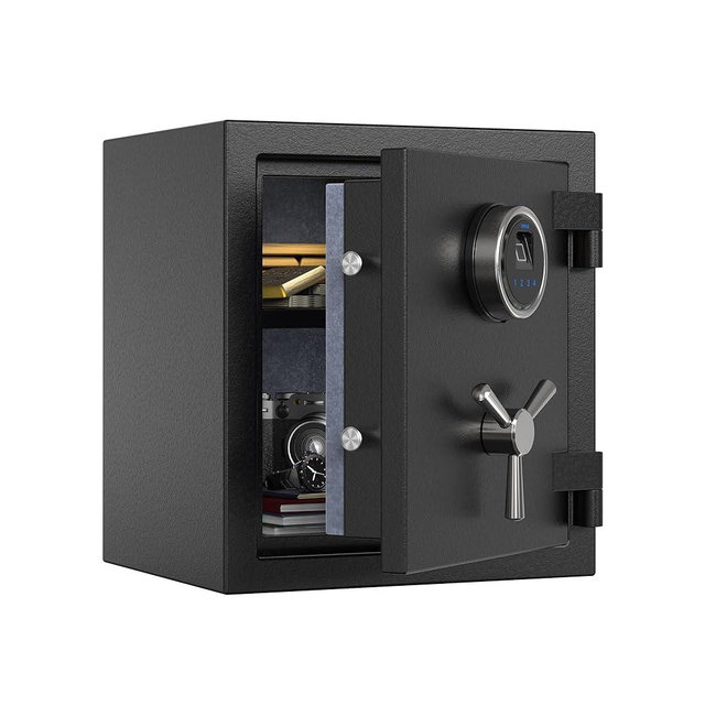 RPNB Deluxe Biometric Fireproof Safe Box,Digital Fingerprint Fireproof Waterproof Safe with Touch Screen,Removable Shelf and 3 Spoke Safe Handle,Home Safe for Cash Documents Jewelry,0.84 Cubic Feet