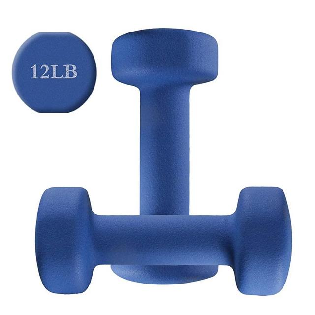 12 lbs Dumbbell Set of 2, Hand Weights Neoprene Coated 12 Pound Weights Pair, Exercise Fitness Dumbbells for Men Women Home Gym Full Body Workout Strength Training