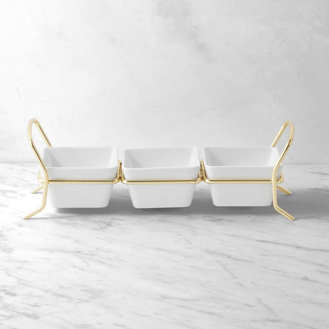 Williams Sonoma Buffet Triple Condiment Bowls, Set of 3