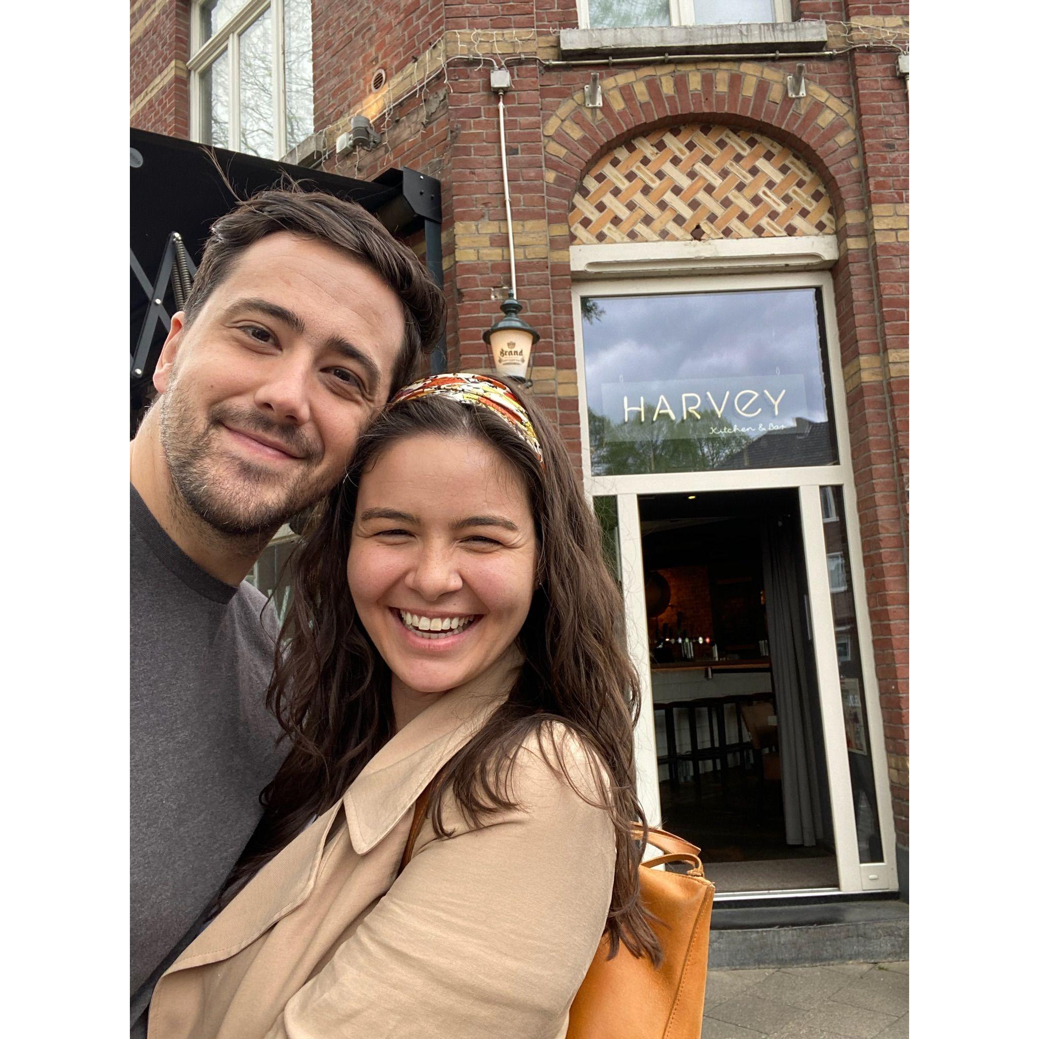 To celebrate 10 years since our summer abroad we returned to Maastricht and found that the bar we frequented in college is now a restaurant themed around Harvey Specter from "Suits".