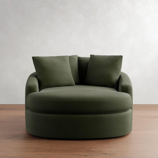 Balboa Upholstered Media Lounger, PLY CSH, Performance Everydayvelvet™ Fern