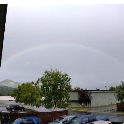 Beautiful life starting together. A rainbow picture from the patio at our apartment