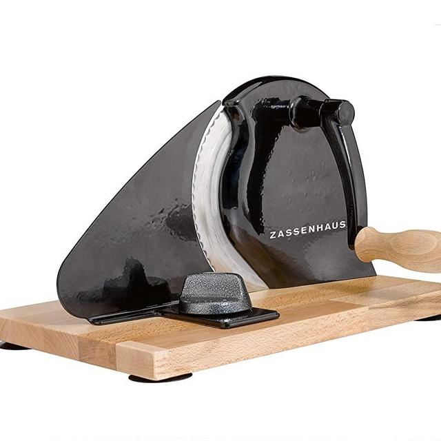 Zassenhaus Manual Bread Slicer, Classic Hand Crank Home Bread Slicer (Black) 11.75 Inch by 8 Inch