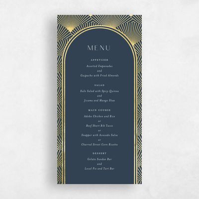 Grayed Navy, Blue Wedding Menu - Hayden Foil