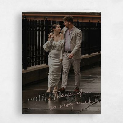 Taupe, Brown Wedding Thank You - Morgay Portrait