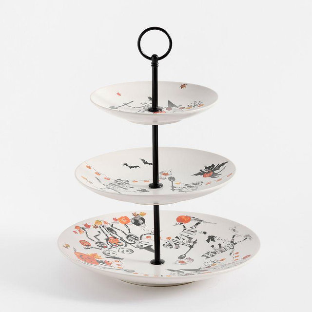 Doug & Friends Stoneware Tiered Stand - White Multi