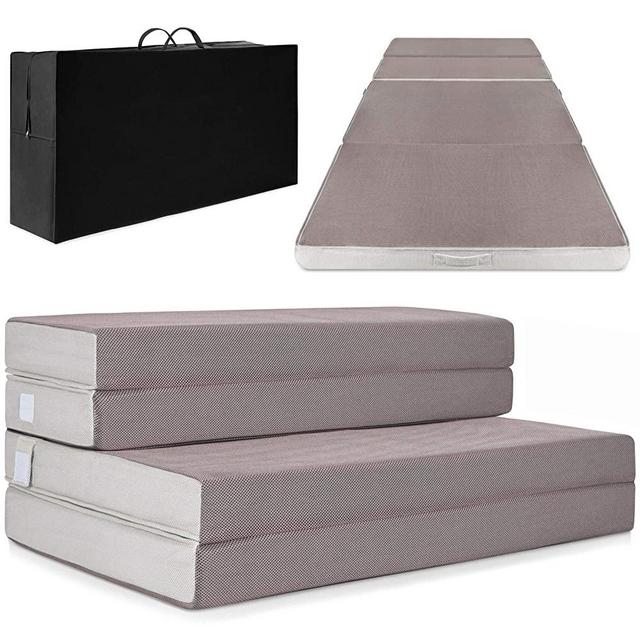 Best Choice Products 4in Thick Folding Portable Customizable Twin Mattress Topper w/Bonus Carry Case, Plush Foam, Washable Cover