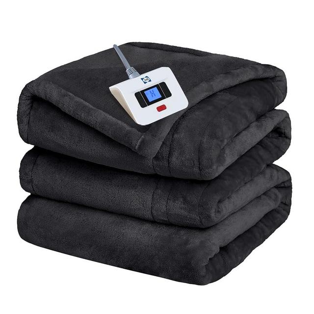 SEALY Heated Electric Blanket Full Size, Flannel Electric Blanket with 10 Heating Levels & 1-12 Hours Auto Shut Off, Fast Heating Warming Blanket, Machine Washable, Grey, 80 x 84 Inch