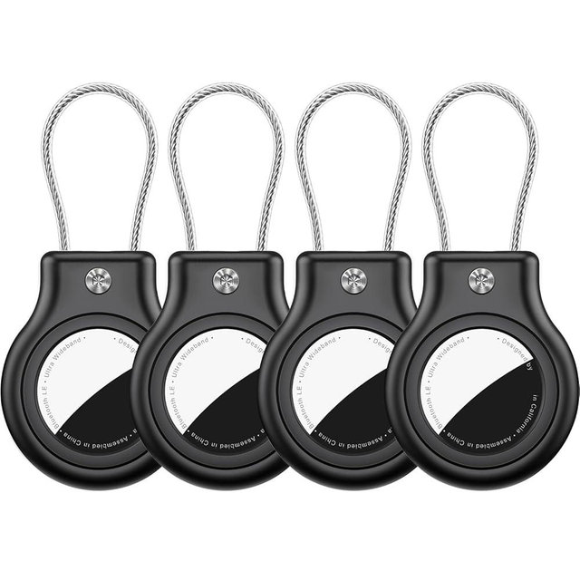 4 Pack Waterproof AirTag Holder for AirTag 1st & 2nd Generation,AirTag Keychain with Secure Lock,AirTags Case Cover for Apple AirTag Accessories for GPS Item Finder Tracker Luggage, Bag,Key,Pet,Black