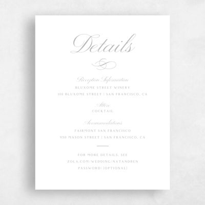 Metallic Silver, Grey Wedding Enclosure - Ventana Letterpress