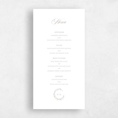 Grey Greenery Wedding Menu - Goundry Letterpress