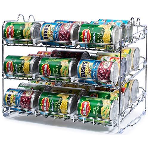 Stackable Can Rack Organizer, Storage for 36 cans - Great for the Pantry Shelf, Kitchen Cabinet or Counter-top. Stack Another Set on Top to Double Your Storage Capacity. (Chrome Finish)