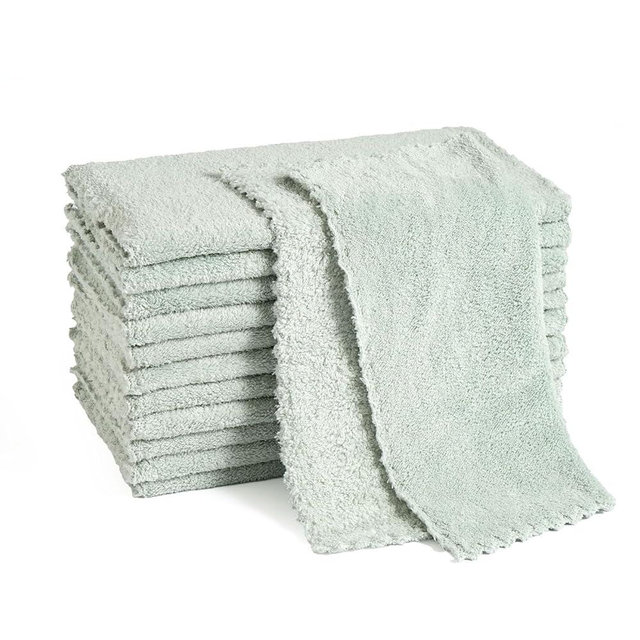 Neessno 12 Pack Cleaning Cloth,Ultra Soft Absorbent Quick Drying Microfiber Cleaning rags,No scratches,Reusable,Washable,Lint Free Cleaning Towels for Kitchen,Window,Glass,car,11.8"×11.8"(Light Green)