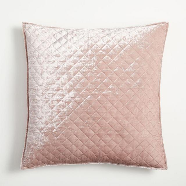Lush Velvet Mini Bias Boxstitch Quilt, Euro Sham Set, Dusty Blush