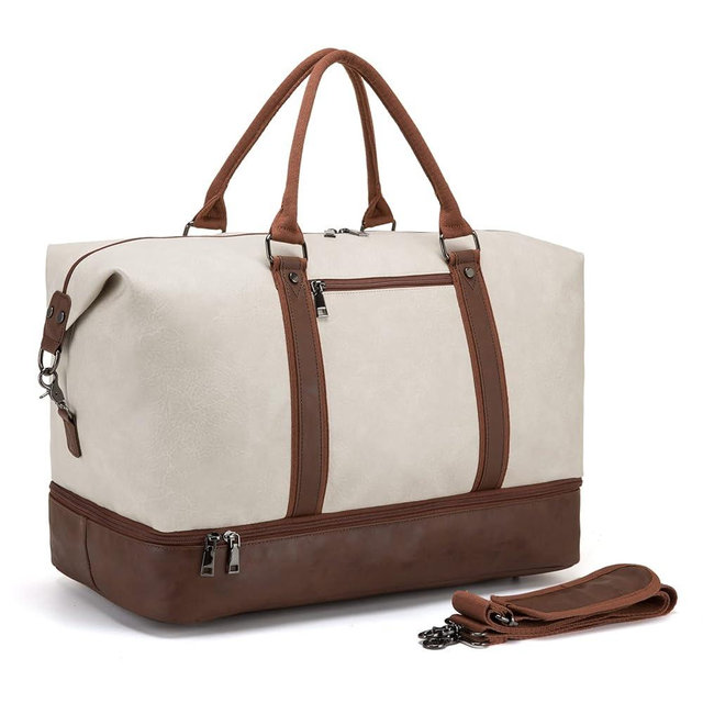 Overnight Travel Duffel Bag, Canvas Leather Oversized Weekender Bag Large Carry On Bag Travel Bag for Men or Women