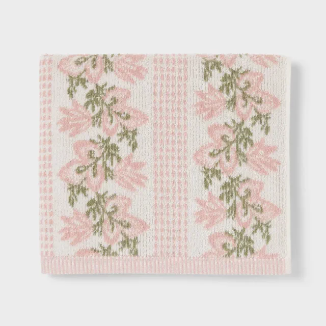 Floral Stripe Dorm Decorative Bath Towel Pink - Threshold™