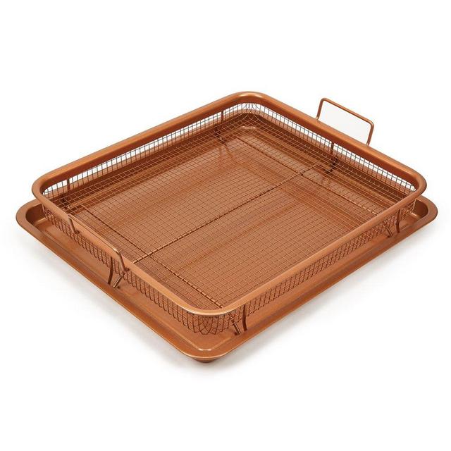 Copper Chef Crisper Tray – Non Stick Cookie Sheet Tray And Air Fry Mesh Basket Set, Transform Your Oven Into Oil Free Air Fryer