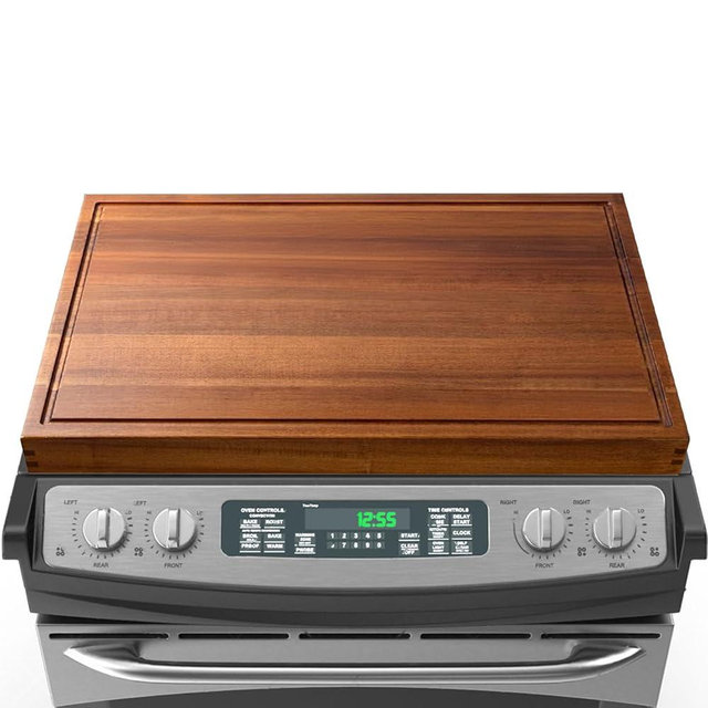 DAOYOUSKY 30x22 Acacia Noodle Board Stove Cover Wood with Handles, Wooden Stovetop Cover Cutting Board with Juice Groove for Gas Stove and Electric Stove Top, kitchen sink cover for counter space