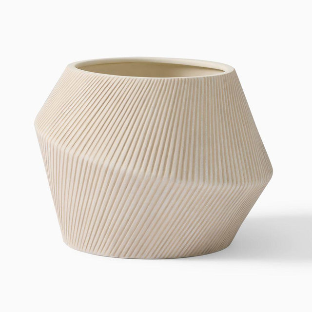 Mavis Large Tabletop Planter, 9.1" x 6.9", Ceramic, Beige