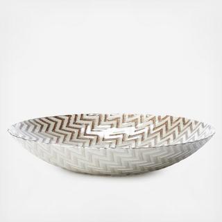 Chevron Glass Shallow Serving Bowl