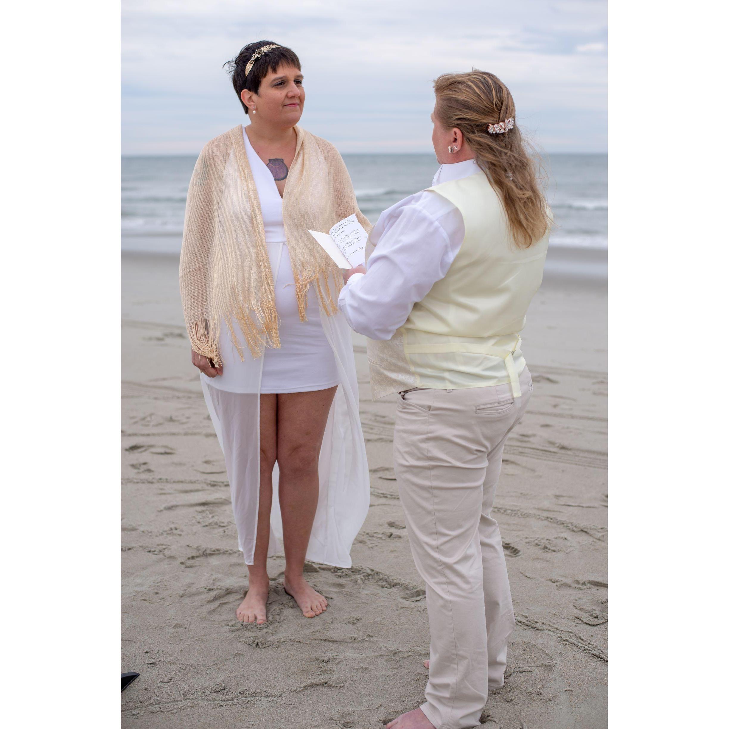 Saying our vows.