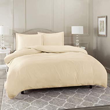 Nestl Bedding Duvet Cover 3 Piece Set – Ultra Soft Double Brushed Microfiber Hotel Collection – Comforter Cover with Button Closure and 2 Pillow Shams, Cream - Queen 90"x90"
