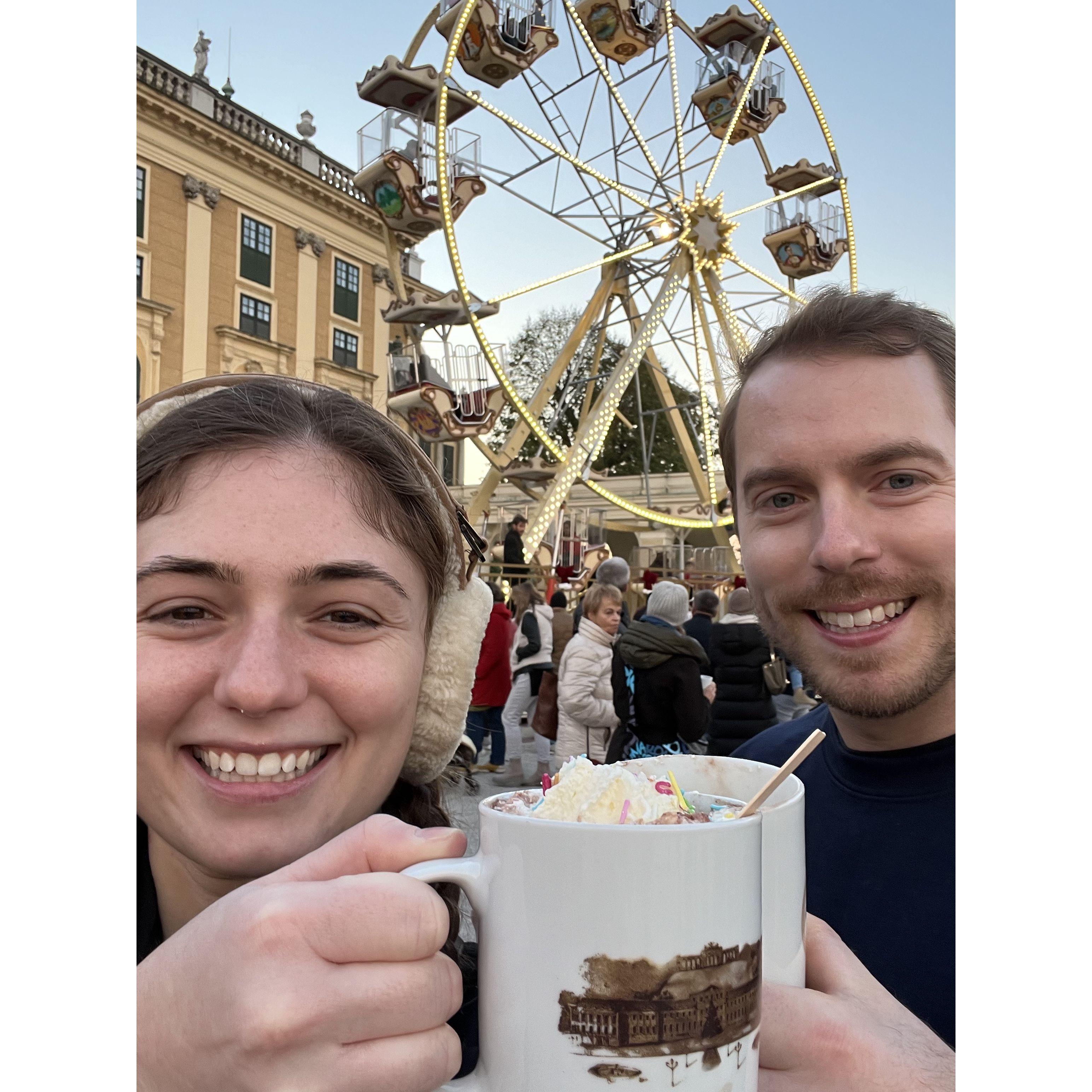 November 2024 - enjoying at hot coco at the Christmas markets in Vienna