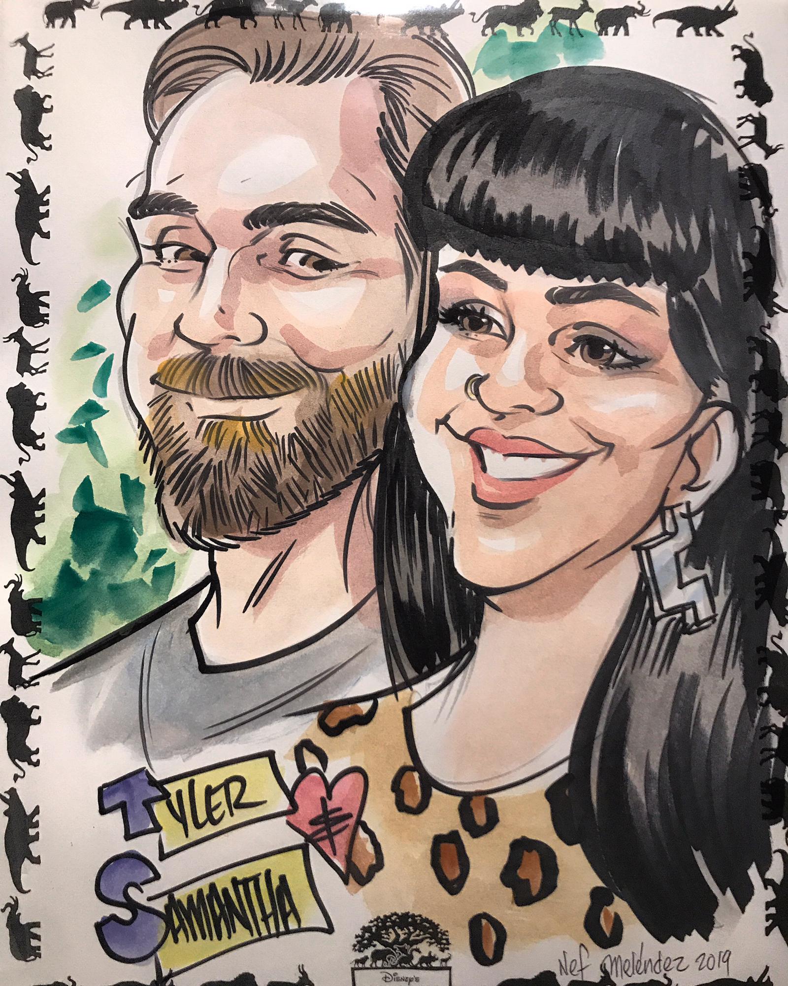 The caricature we got at the Animal Kingdom in Disney World.