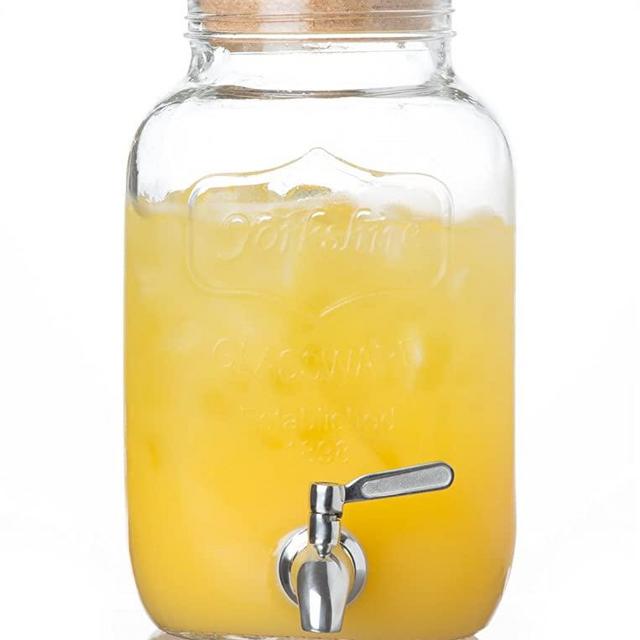 Brilliant - Mason Jar Glass Yorkshire Beverage Dispenser, 1 Gallon (Cork Cover)