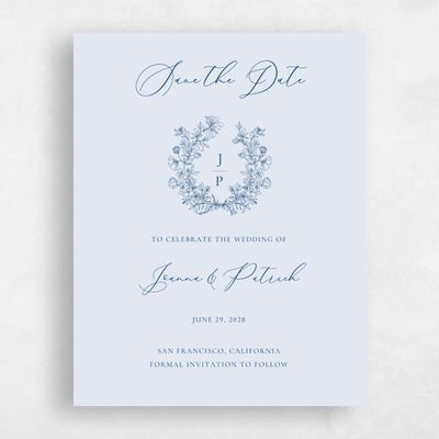 Blue Fall Wedding Save the Date - Abelli Portrait