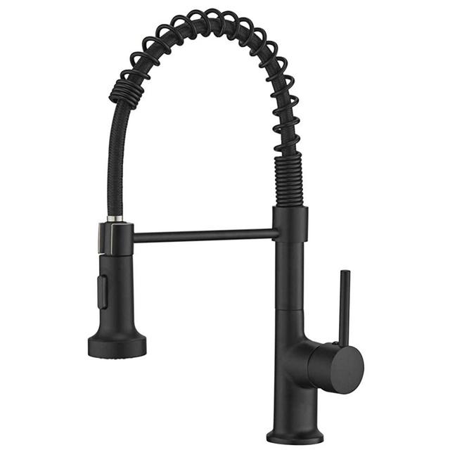 GIMILI Black Kitchen Faucet with Pull Down Sprayer Lead-Free Single Handle Spring Kitchen Sink Faucet