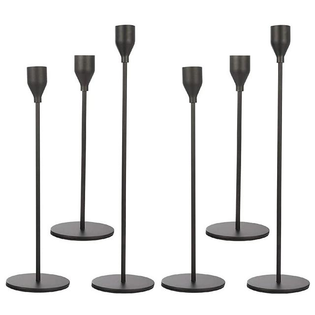 Anndason Set of 6 Black Candlestick Holders Black Candle Holder Taper Candle Holders Candle Holders Decorative Candlestick Holder for Home Decor, Wedding, Dinning, Party, Anniversary (Black)