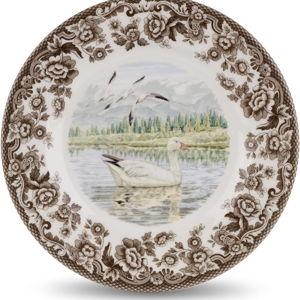 Spode Woodland 8" Salad Plate, Fine Earthernware, Made in England, Snow Goose