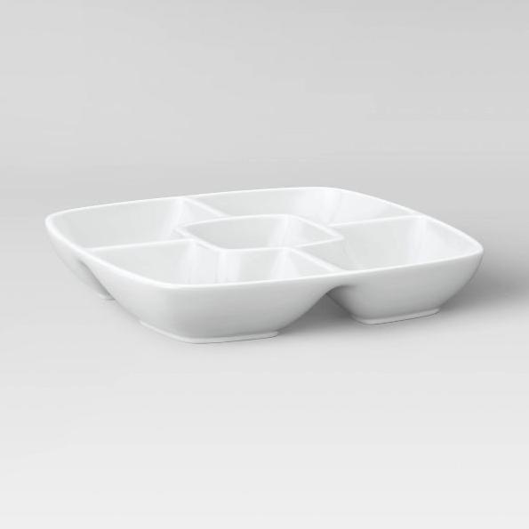 Square Porcelain Divided Serving Platter 11.5" White - Threshold™
