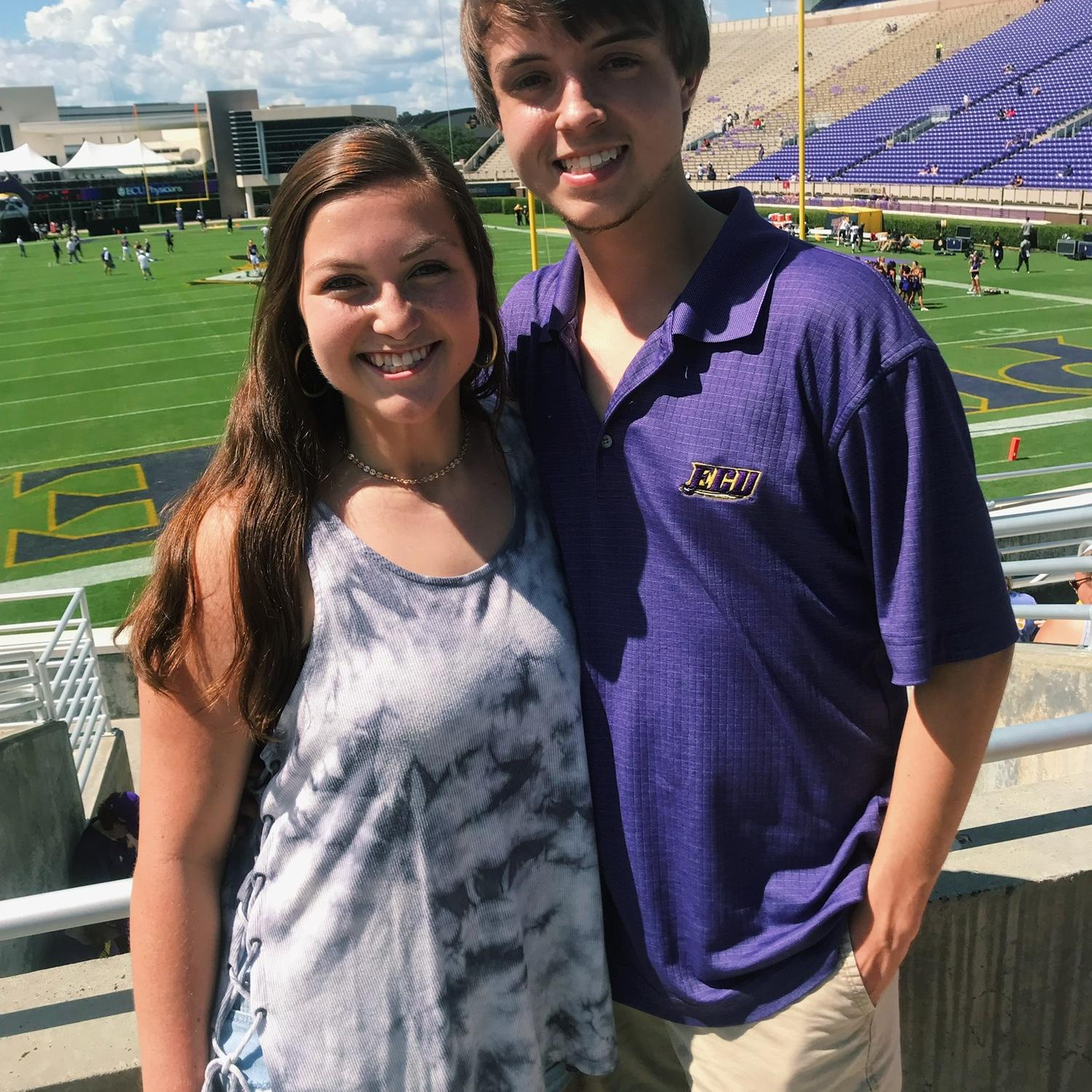Sep 2018- Look at those babies. Our first ECU football game with both of us as students!