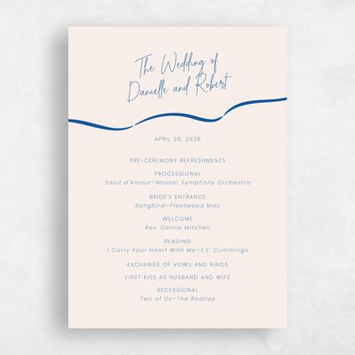 Blue Simple Wedding Program - Cosette