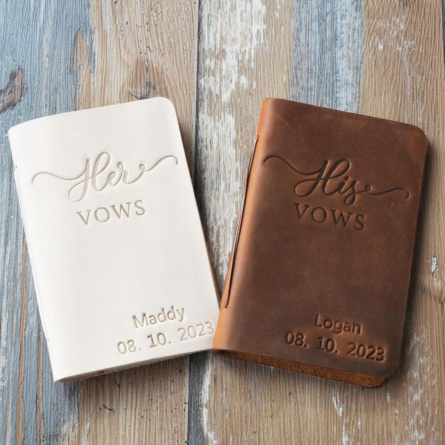 Personalized Leather Wedding Vow Book with Name and/or Date, His/Her Vow Books, Bridal Shower Gift, 9 colors available