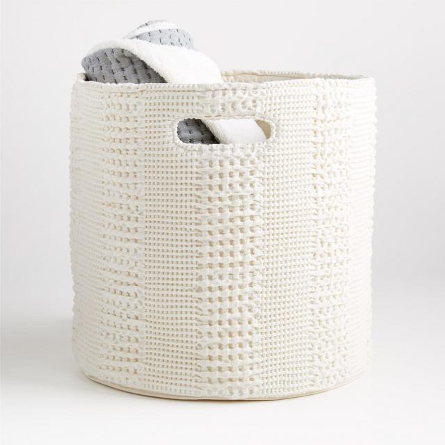 Nella Cream Waffle Weave Large Storage Bin
