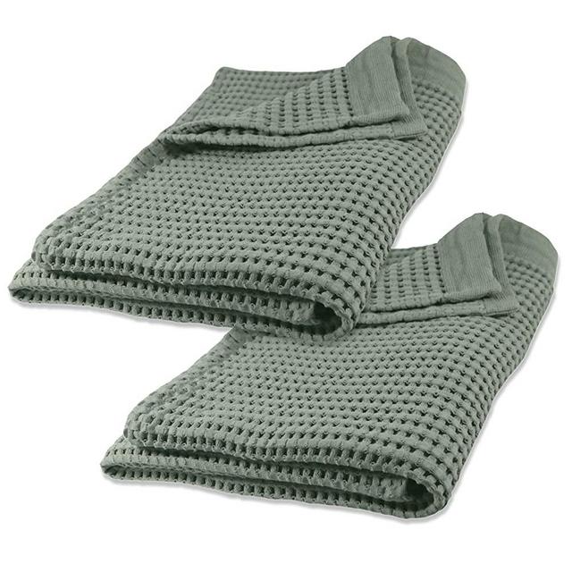 Gilden Tree Waffle Towels Quick Dry Thin, 2 Pack Bath Sheets 40x80 Oversized Extra Large for Adults for Bathroom, Modern Style (Sage Grey)