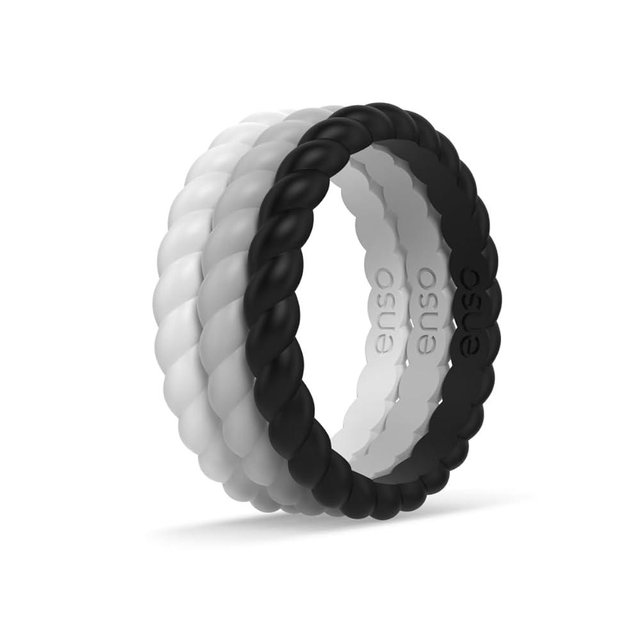 Enso Rings Stackable Braided Silicone Wedding Ring Bundles – Comfortable and Flexible Design - Multi-Packs