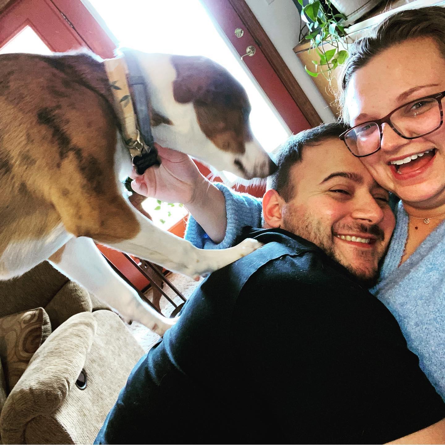 My dog Maisie went with us on our second date. She loves Arthur— sometimes I think more than she loves me!